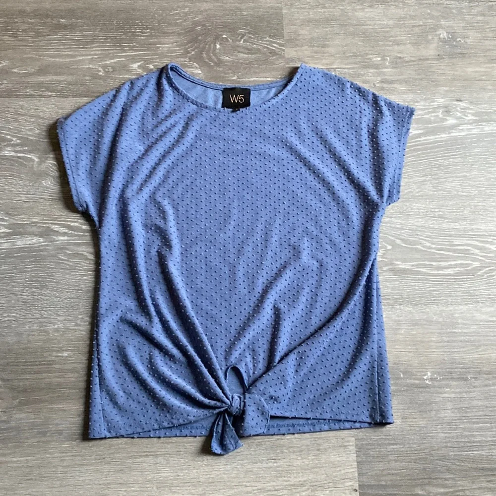 W5 Anthropologie Swiss Dot Tie Front Blouse